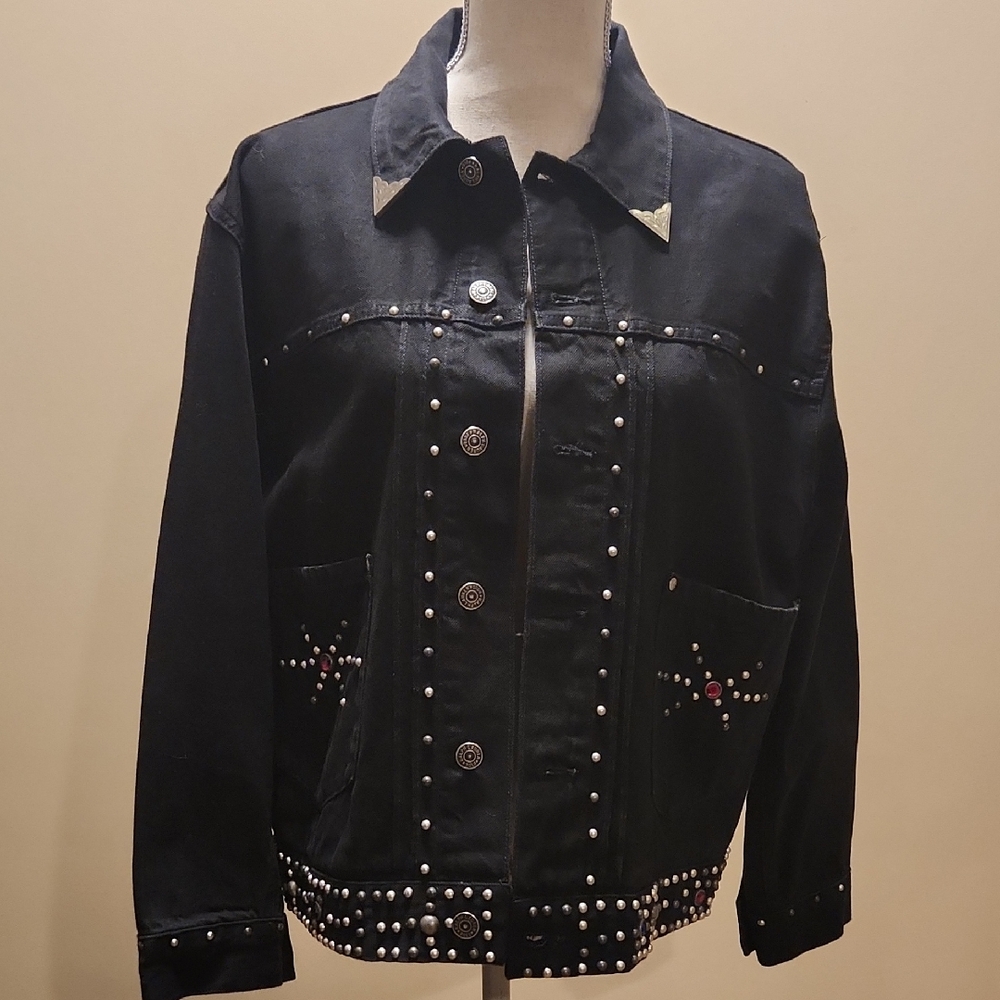 Polo by Ralph Lauren Black Jean Jacket with Silver Studs